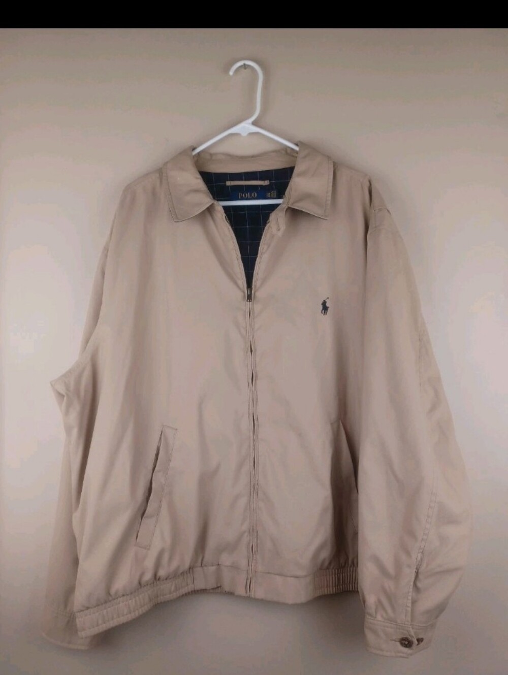 Polo Ralph Lauren Harrington Lined Jacket Mens 2XB Big & Tall Khaki Tan Full Zip
